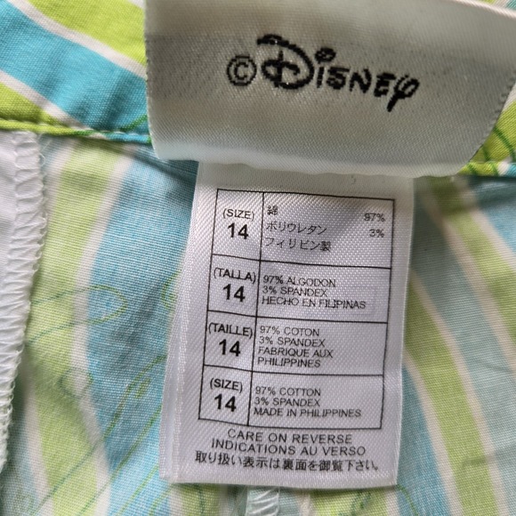 Walt‎ Disney World Capri Pants Size 14 Blue Green Disney Print Cotton New - Picture 7 of 11